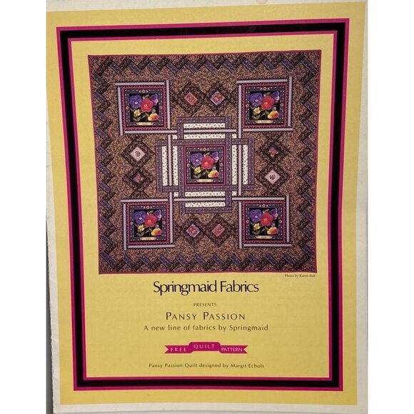Springmaid Fabrics Pansy Passion Quilt Pattern By Margit Echols - Picture 1 of 3